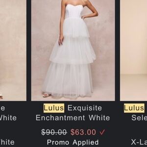 Lulu's Elegant White Strapless Gown